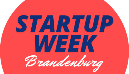 Roter Kreis mit Titel, Datum und URL der Veranstaltung