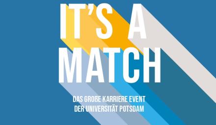 Aufschrift "it's a match" auf blauem Hintergrund