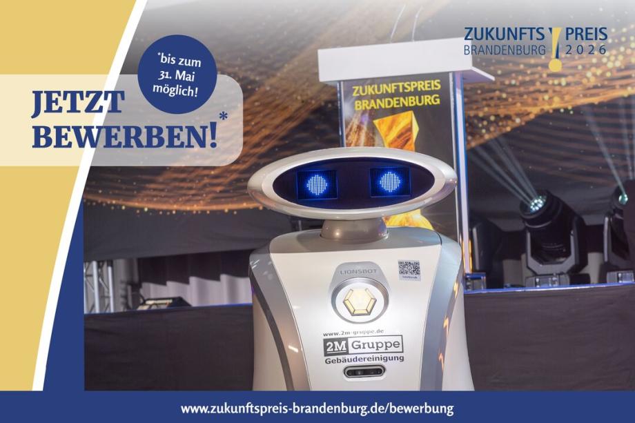 Roboter und Bewerbungsaufruf