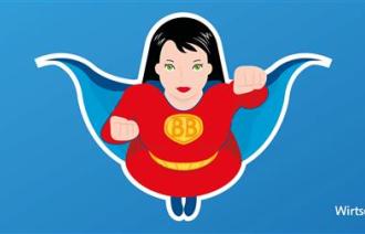 Superwoman auf blauem Hintergrund