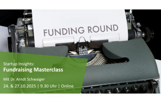 Schreibmaschine mit einem Blatt, auf dem Funding Roud steht