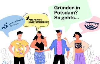 Piktogramm mit vier Menschen und Sprechblasen