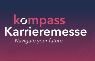 Titel der Messe auf rosa-lila Hintergrund