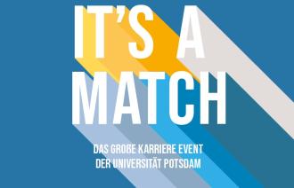 Aufschrift "it's a match" auf blauem Hintergrund