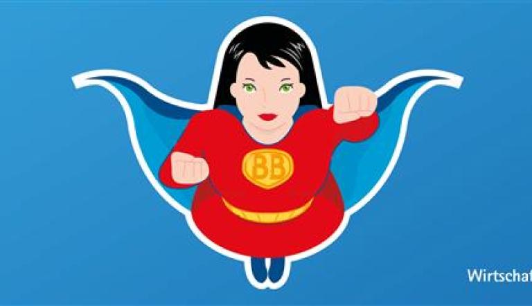 Superwoman auf blauem Hintergrund
