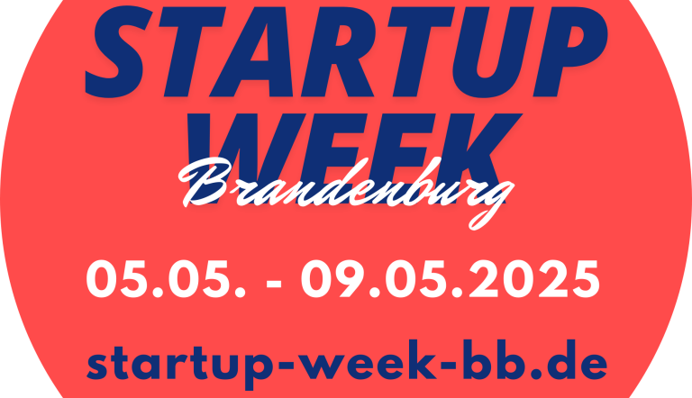 Roter Kreis mit Titel, Datum und URL der Veranstaltung