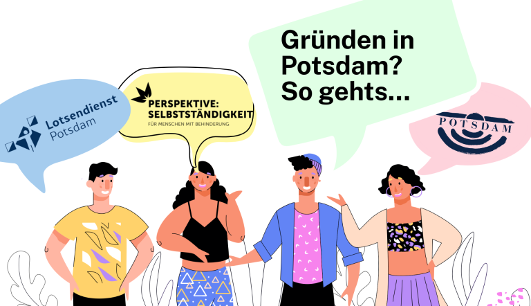 Piktogramm mit vier Menschen und Sprechblasen