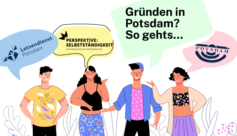 Piktogramm mit vier Menschen und Sprechblasen