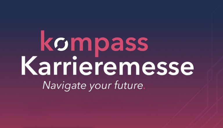 Titel der Messe auf rosa-lila Hintergrund