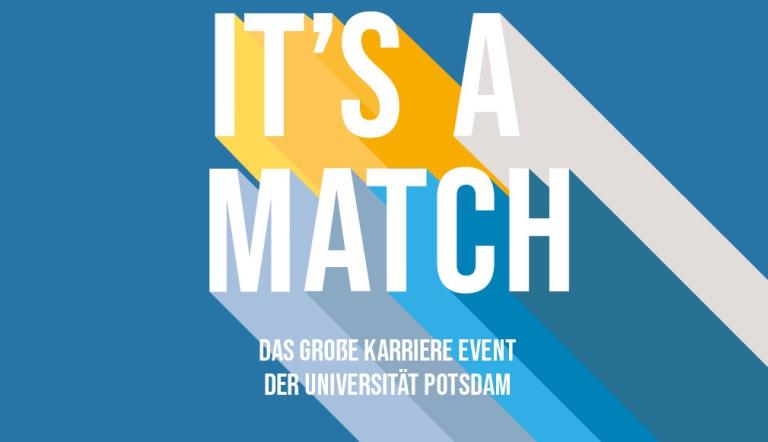 Aufschrift "it's a match" auf blauem Hintergrund