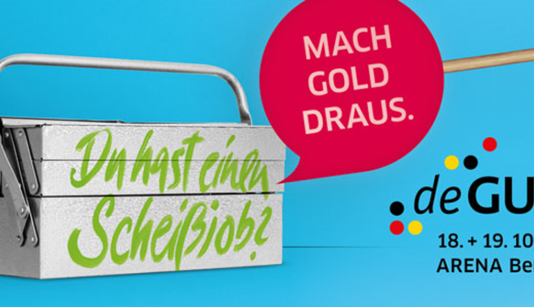 Titelbild zur Messe deGUT - Deutsche Gründer- und Unternehmertage am 18. und 19. Oktober 2019 in der ARENA Berlin. Das Gründerforum Potsdam ist vor Ort mit verschiedenen Ständen und Vorträgen.