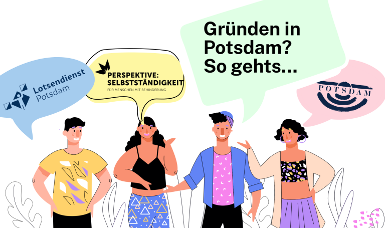 Piktogramm mit vier Menschen und Sprechblasen